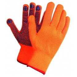 Перчатки акриловые с ПВХ точка Супер Люкс Зима, арт 511 оранжевые
